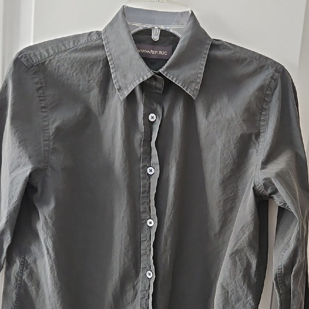 Banana Republic Hunter Green-Gray Women's Blouse